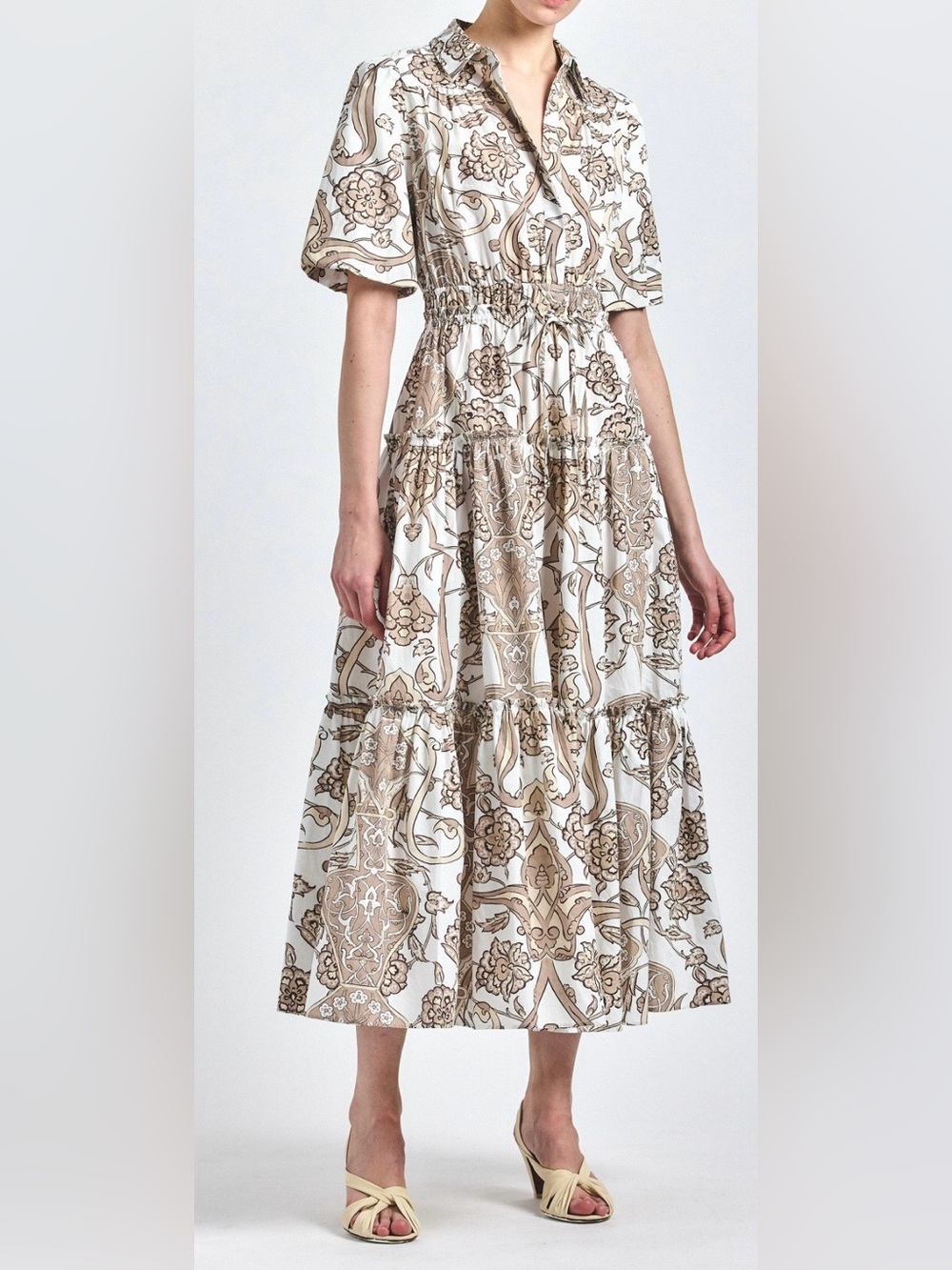 Derek Lam Cream and Beige Tiered Maxi Dress